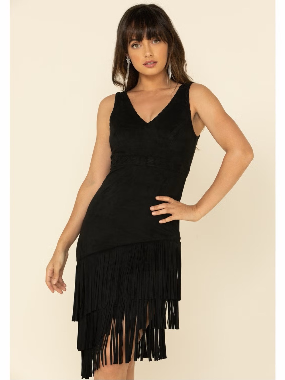 Black IDYLLWIND WOMEN'S ROCKER FRINGE DRESS